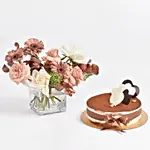 Monochrome Flowers and Tiramisu Cake