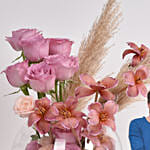 Tulips and Roses with Anniversary LED Photo Lamp