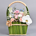 Peach and Greens Flower Basket