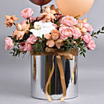 Flowers And Balloons in Silver Box