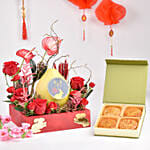 Mid Autumn Wishes Red Tray and Moon Cakes