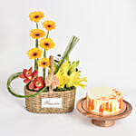 Birthday Flowers Basket and Cake