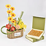 Birthday Flowers Basket and Chocolates
