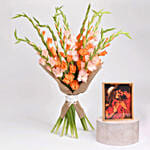 August Birthday Gladiolus Flowers Bouquet With Photo Frame