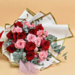 Red and Pink Roses Beauty Bouquet and Teddy