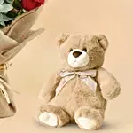 3 Pink 3 Red Roses Valentines Bouquet And Teddy