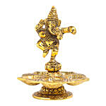 Metal Dancing Ganesha with Diya