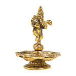 Metal Dancing Ganesha with Diya