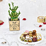 Best Wishes Lucky Bamboo and Sweets Combo
