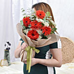 Red Spider Gerberas & Rice Flower Bouquet