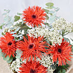 Red Spider Gerberas & Rice Flower Bouquet