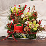 Christmas Mono Cake and Flowers Tray