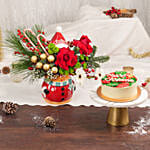 Chocolates and Flowers Reindeer Jar With Marble Cake