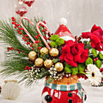Chocolates and Flowers Reindeer Jar With Marble Cake