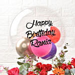 Personalised Name Birthday Balloon & Flower Basket