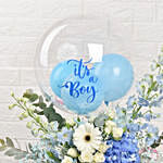 It's a Boy Balloon and Flowers Vase
