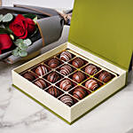 Chocolate Truffles and Bunch of 3 Red Roses