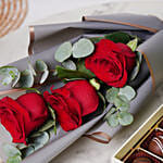 Chocolate Truffles and Bunch of 3 Red Roses