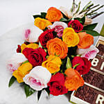 Multicolor Roses n Birthday Chocolates