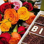 Multicolor Roses n Birthday Chocolates