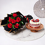 Red Roses with Red Velvet Cake