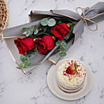 Roses Bouquet & Designer Mono Cake