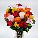 Vase Of 12 Vivid Roses