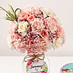 January Birthday Wish Flowers Vase And Cake