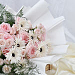 Pink Ohara Roses and White Spider Gerberas Bouquet