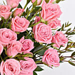 Pink Spray Roses in Small Basket