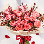 هدية عيد الحب - باقة 24 وردة جوري جاردن روز لون مشمشي