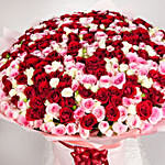 ورد عيد الحب - باقة 365 وردة جوري أحمر ووردي في غلاف أنيق