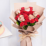 Roses Bouquet with Teddy Celebration Cake