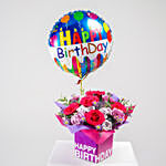 Birthday Flower Arrangement with Balloon