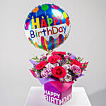 Birthday Flower Arrangement with Balloon