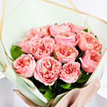 12 Pink Garden Roses Premium Bouquet
