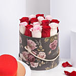 7 Red 7 Pink Roses Arrangement With Cake