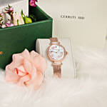 Rose Gold Cerruti Watch and Flowers For Her