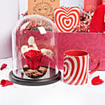 هدايا الحب - بوكس أحمر مع شوكولاتة وورد جوري وكوب مطبوع