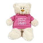 Fluffy Teddy Bear With Pink Hug Hoodie