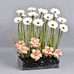 Gerberas and Cappuccino Roses Flower Tray