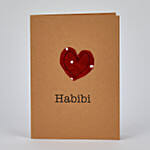 Habibi Red Heart Handmade Greeting Card