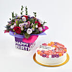 Happy Birthday My Sweetheart Cake With Flowers