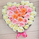 Heart Shaped Mixed Roses Arrangement