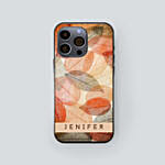 Iphone 13 Mini Case With Personalised Name And Leaf Pattern