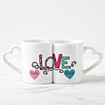 هدايا كوبل 2  كوب أبيض مطبوع بكلمة LOVE 