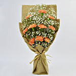 Lovely Orange Carnations Bouquet Standard