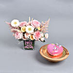 Love You Mom Flowers Vase Arrangement With Cake