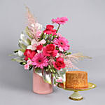 Magical Grace Flowers and Cake Arrangement