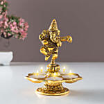 Metal Dancing Ganesha with Diya